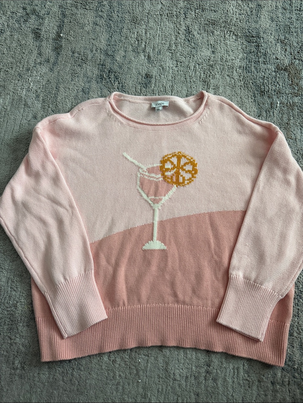 CeCe Soft Pink Cocktail Graphic Sweater - Women